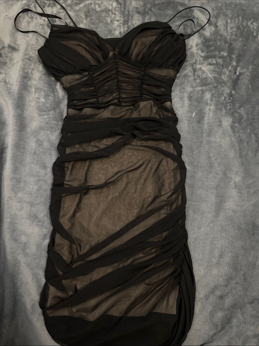 B Darlin Black Ruched Sheer Mini Dress